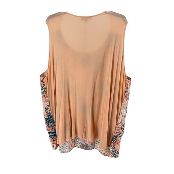 DG2 Diane Gilman Women's Orange Printed Sleeveless Blouse Size 3X - Picture 2 of 5